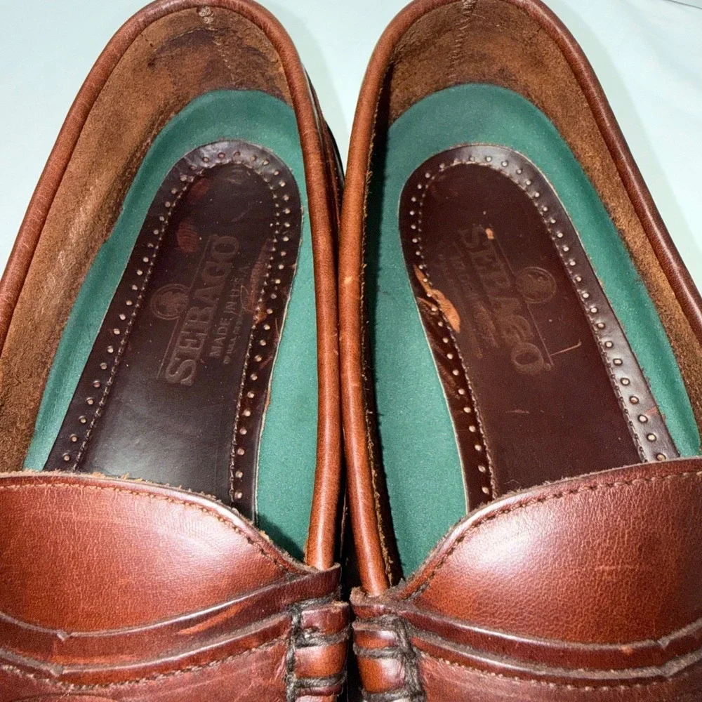 New Vintage Sebago Broadway Loafers Leather Shoes Brown Men's Size 13D USA Made